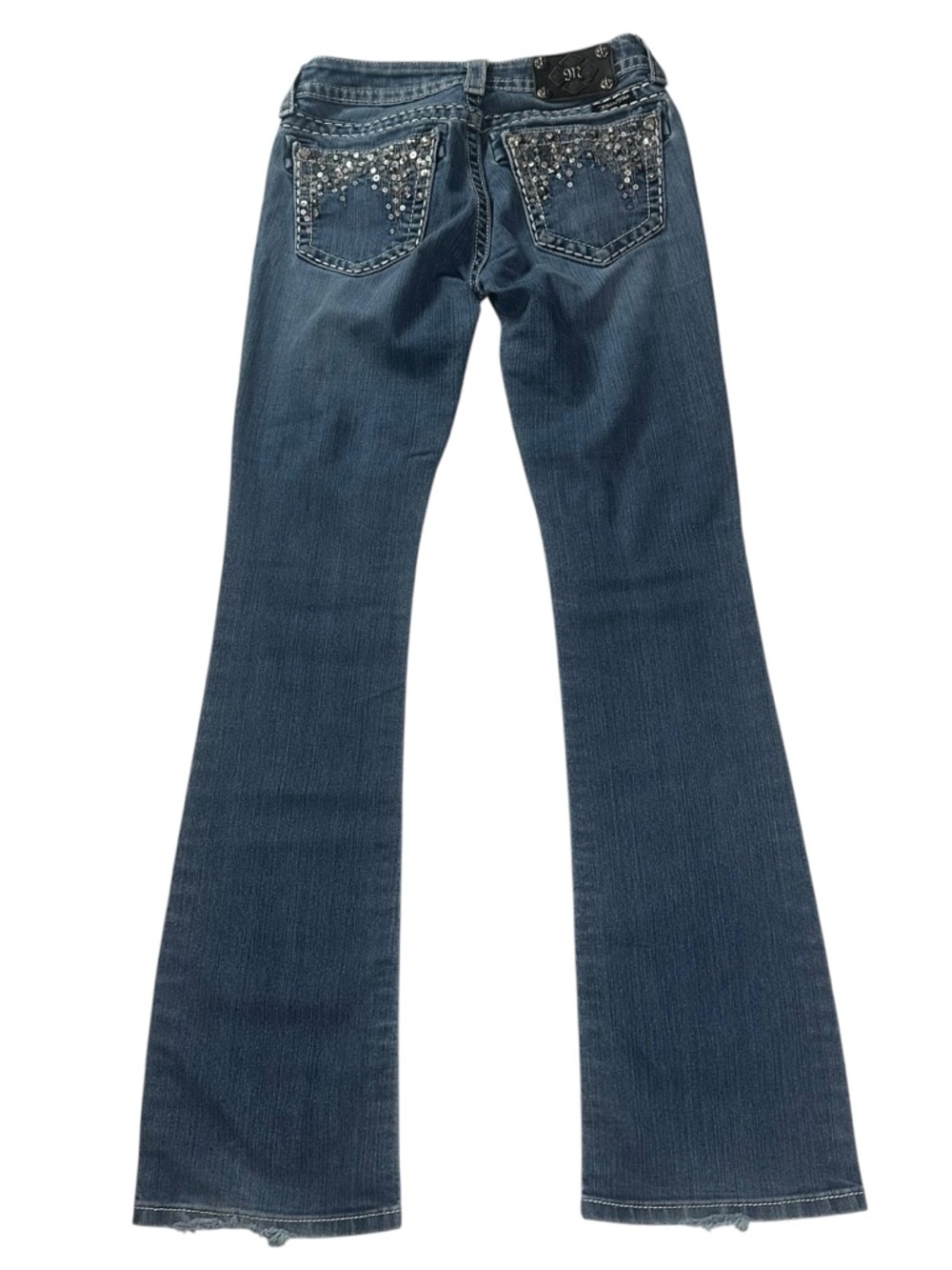 Miss Me Bootcut Jeans Medium Wash Studded Embellished Buckle Womens Size 27 - Picture 4 of 10